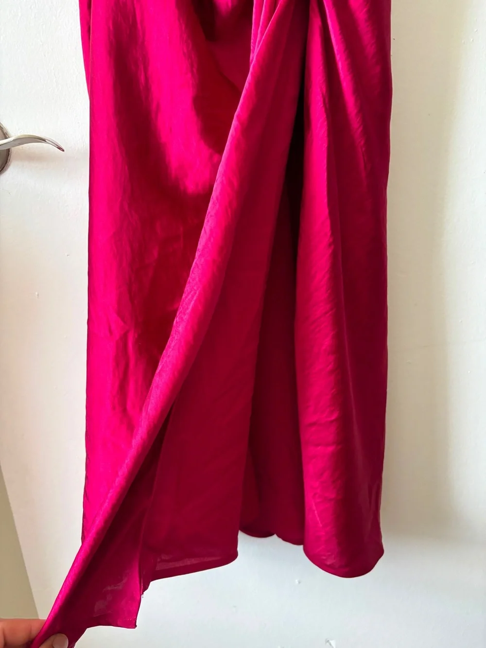 Abercrombie & Fitch Raspberry Satin Cowl Neck Maxi Dress